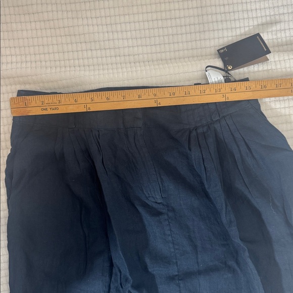 Massimo Dutti New Skirt Womens Sz M Navy Blue Linen Side Slits - Picture 9 of 12
